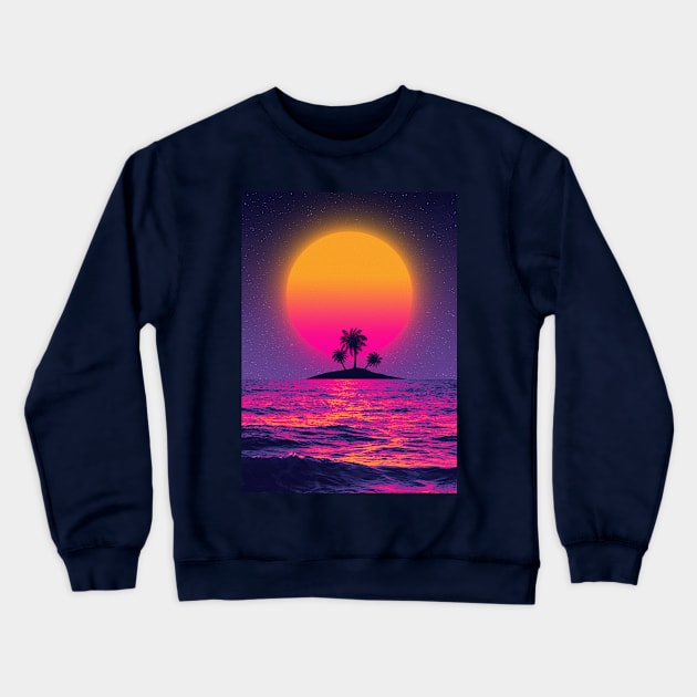 Sunset beach Crewneck Sweatshirt by mrcatguys